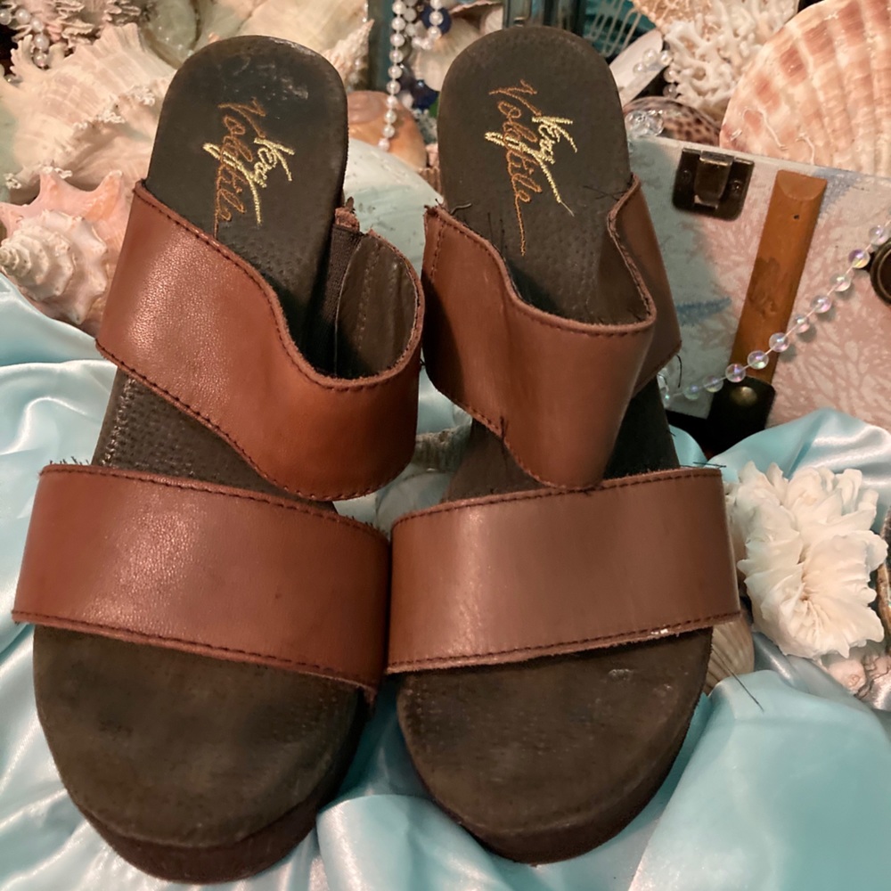 Womens Volatile Brown slip in wedge sandals